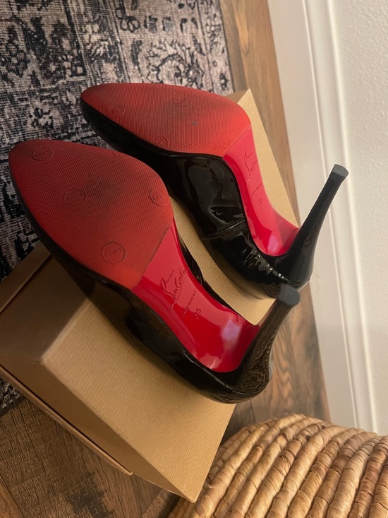 Christian Louboutin Black Patent Leather Pointed-Toe Pumps